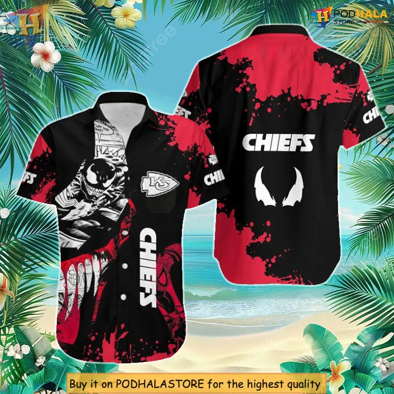Venom Kansas City Chiefs Hawaiian Shirt With All Over Print Design