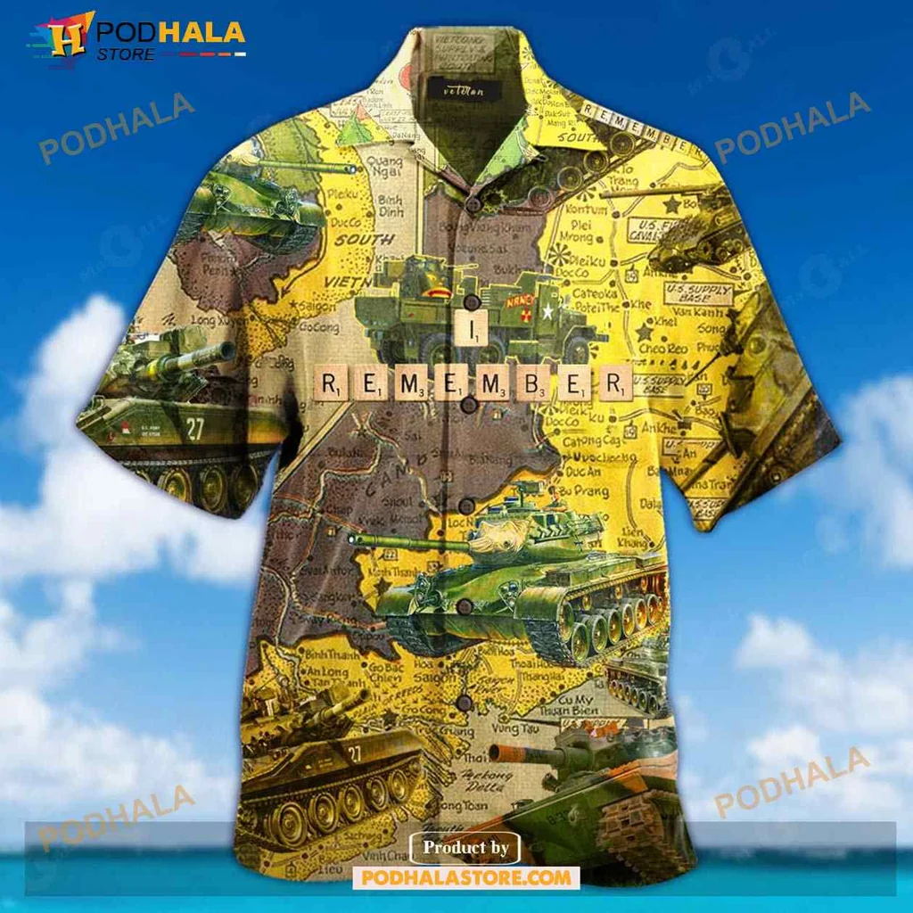 Veteran Aloha Shirt Featuring I Remember Map Design