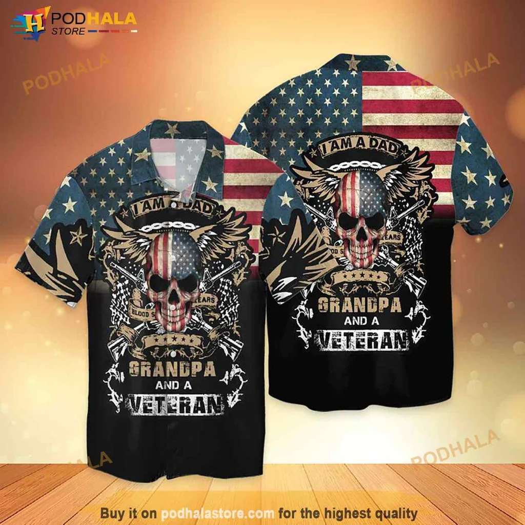 Veteran Pride Hawaiian Shirt, I Am A Dad Grandpa And A Veteran