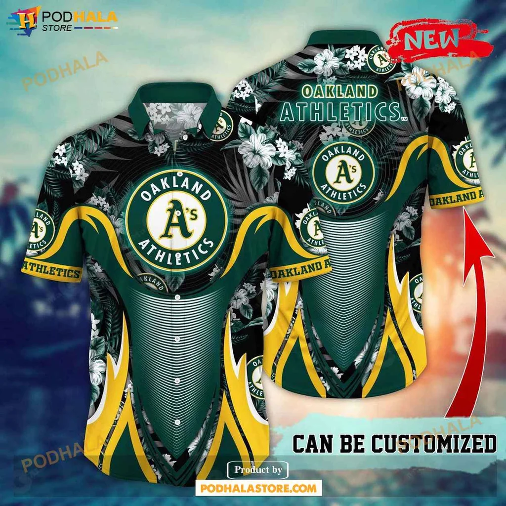 Vibrant Athletics Aloha Shirt, Personalized Oakland Athletics Summer Floral Shirt