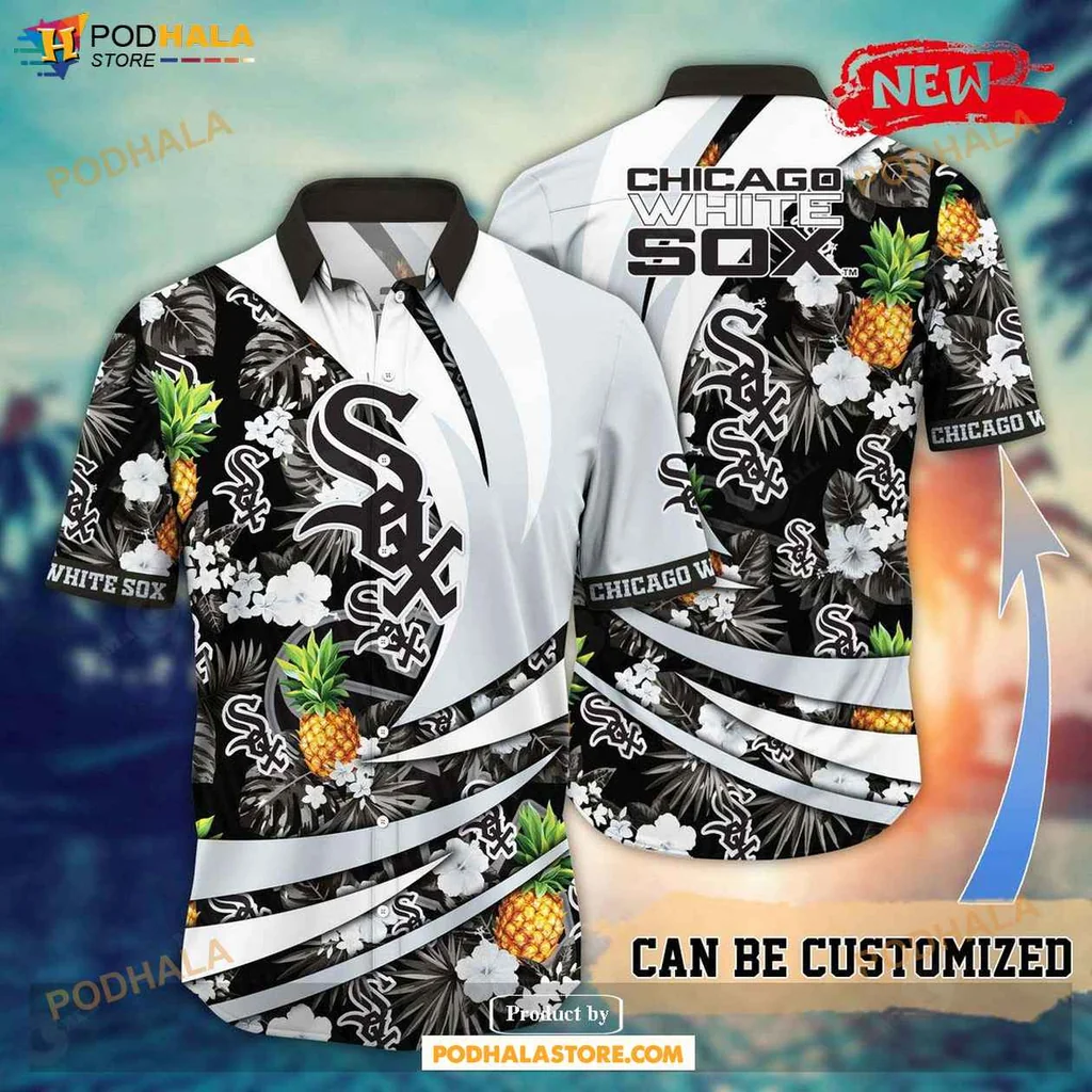Vibrant Baseball Aloha Shirt, Chicago White Sox Floral Pineapple Summer Shirt