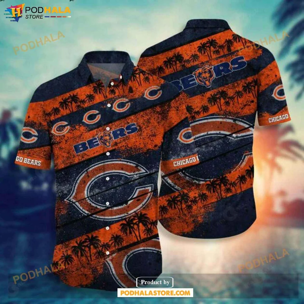 Vibrant Bears Tropical Shirt, Chicago Bears Summer Vacation Design