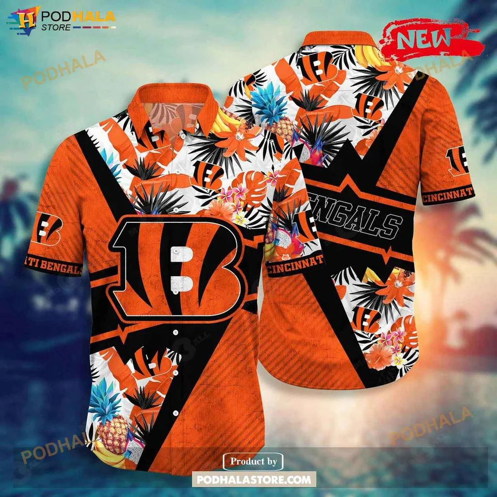 Vibrant Bengals Aloha Shirt, Personalized Cincinnati Bengals Summer Shirt