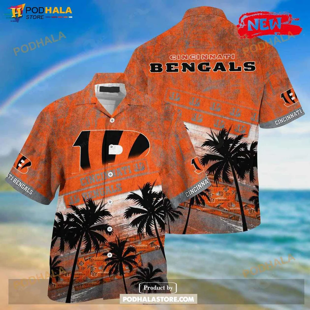 Vibrant Bengals Palm Shirt, Unisex Casual Tee For Cincinnati Bengals Fans