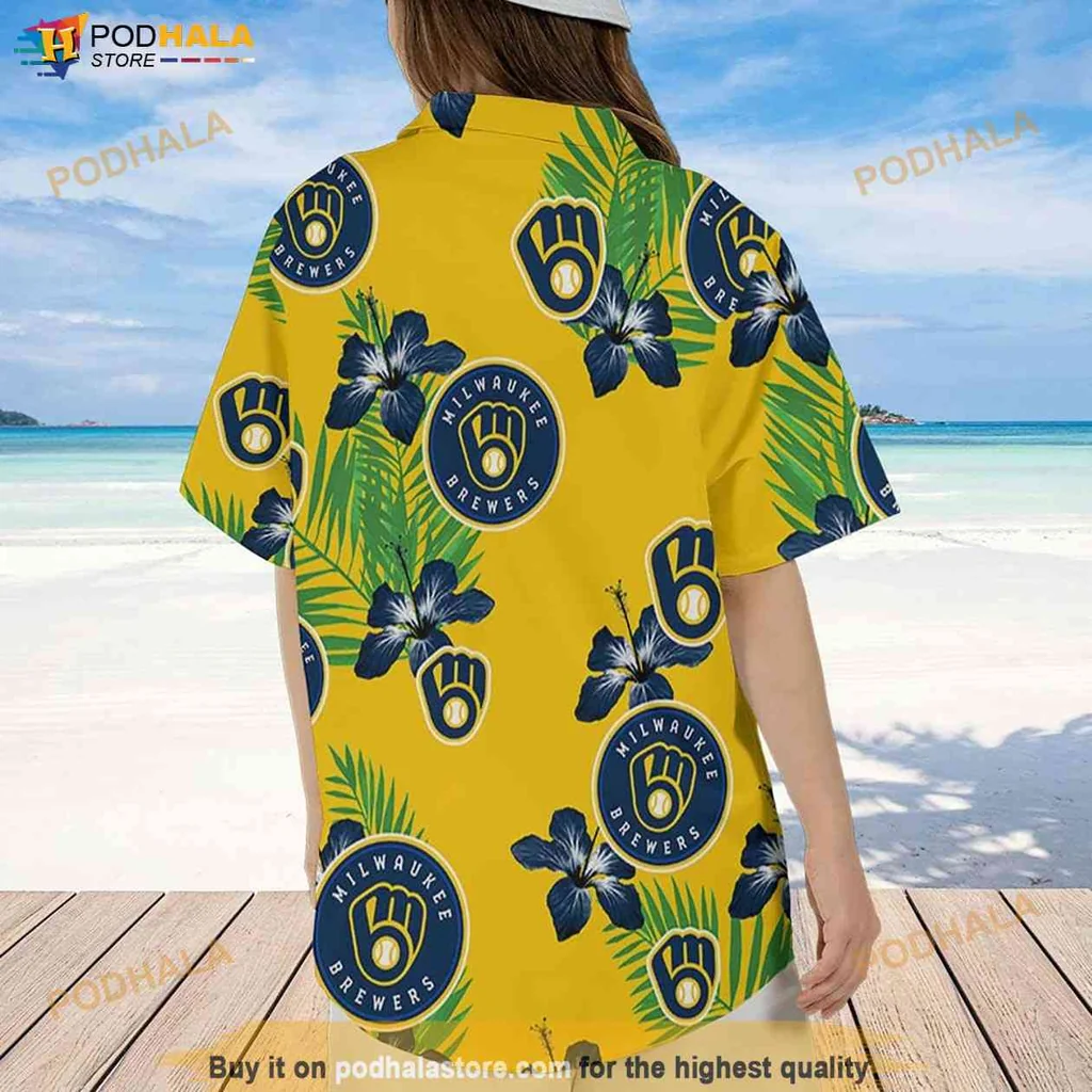 Vibrant Brewers Tropical Shirt, Hibiscus Flower Pattern For Mlb Fans Vibrant Brewers Tropical Shirt, Hibiscus Flower Pattern For Mlb Fans