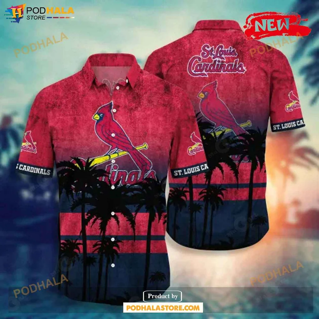 Vibrant Cardinals Aloha Shirt, St Louis Cardinals Sunset Design Tropical Shirt