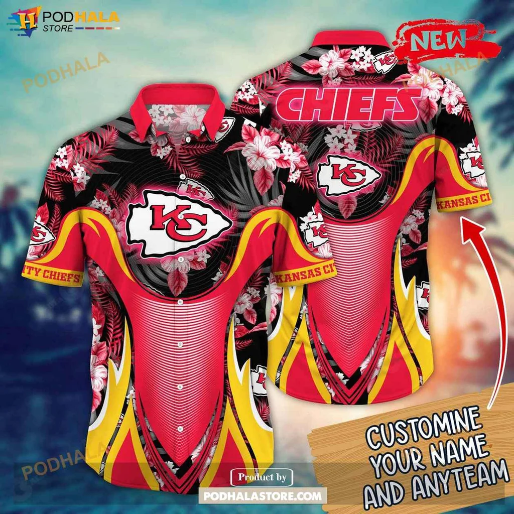Vibrant Chiefs Aloha Shirt, Personalized Summer Football Shirt With Floral Design
