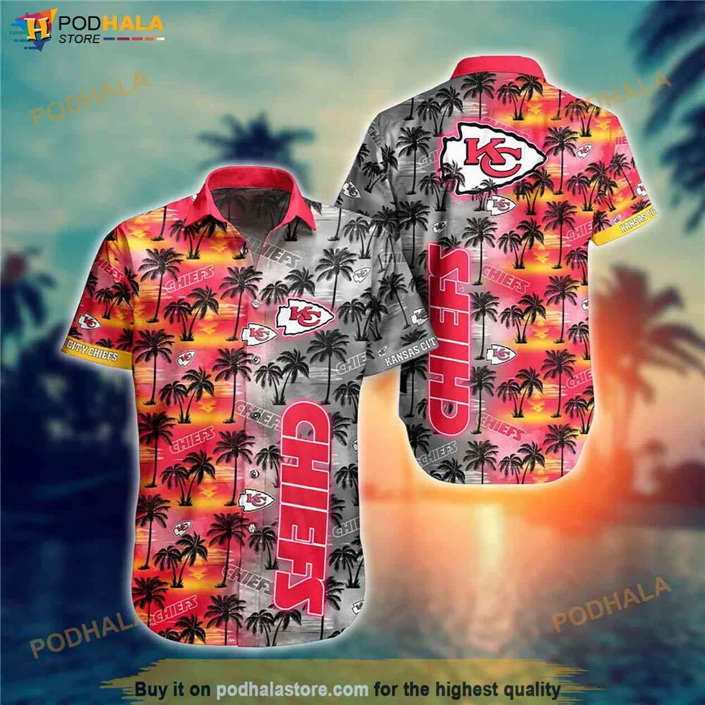 Vibrant Chiefs Aloha Shirt, Tropical Beach Vacation Nfl Clothing