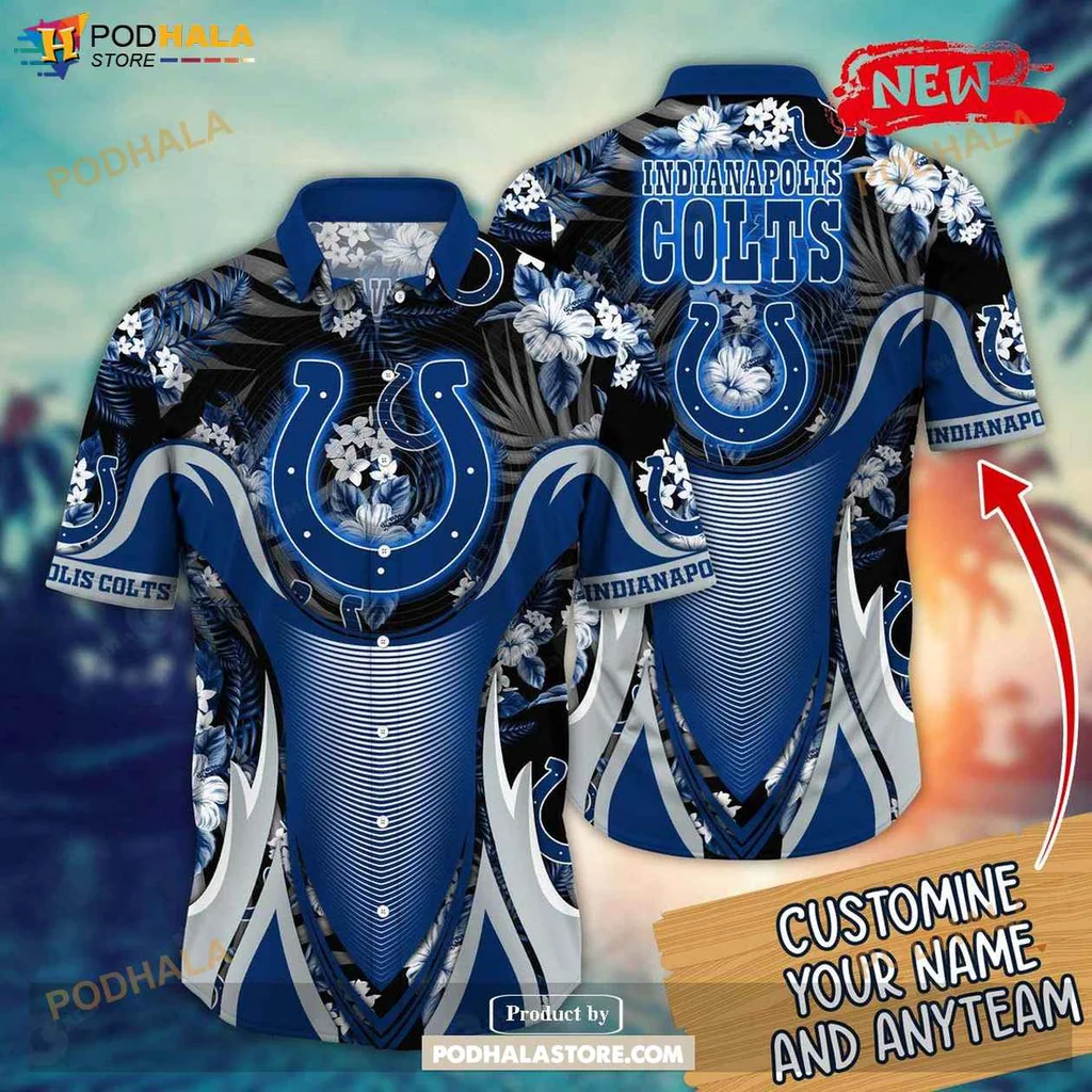 Vibrant Colts Aloha Shirt, Personalized Indianapolis Colts Nfl Floral Summer Shirt
