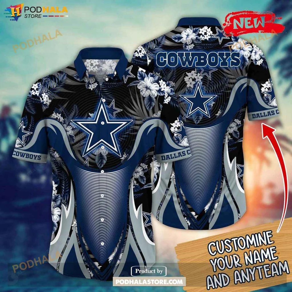 Vibrant Cowboys Aloha Shirt, Personalized Summer Football Shirt With Tropical Flowers