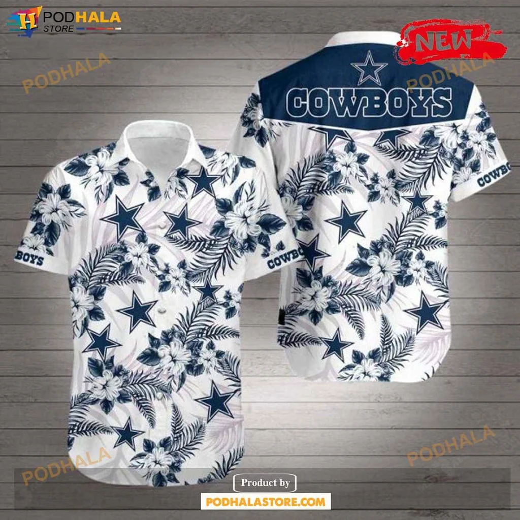 Vibrant Cowboys Aloha Shirt, Tropical Floral Shirt For Summer Beach Outings
