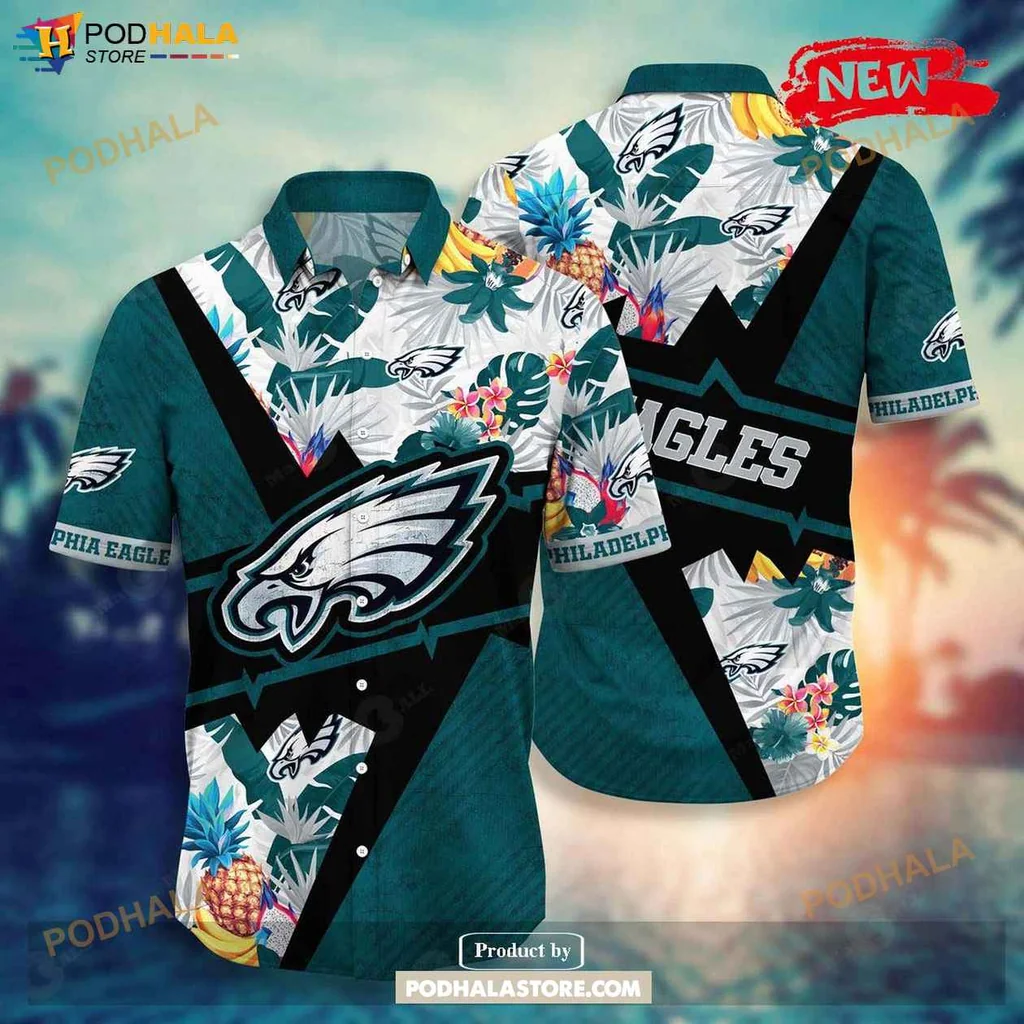 Vibrant Eagles Aloha Shirt, Personalized Philadelphia Eagles Floral Summer Shirt