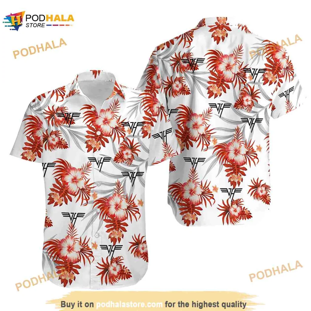 Vibrant Floral Tropical Hawaiian Shirt With Hibiscus And Green Leaves