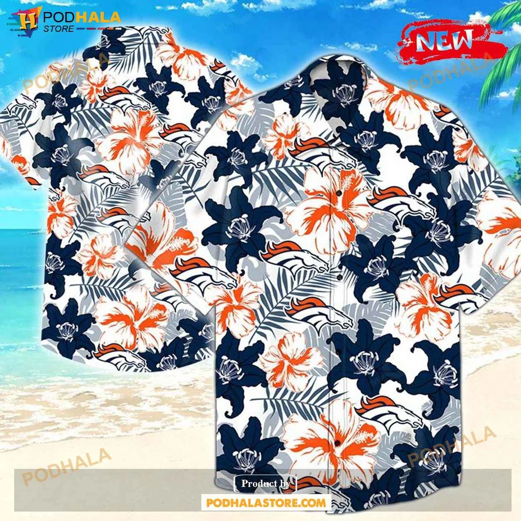 Vibrant Hibiscus Aloha Shirt, Denver Broncos Tropical Summer Shirt