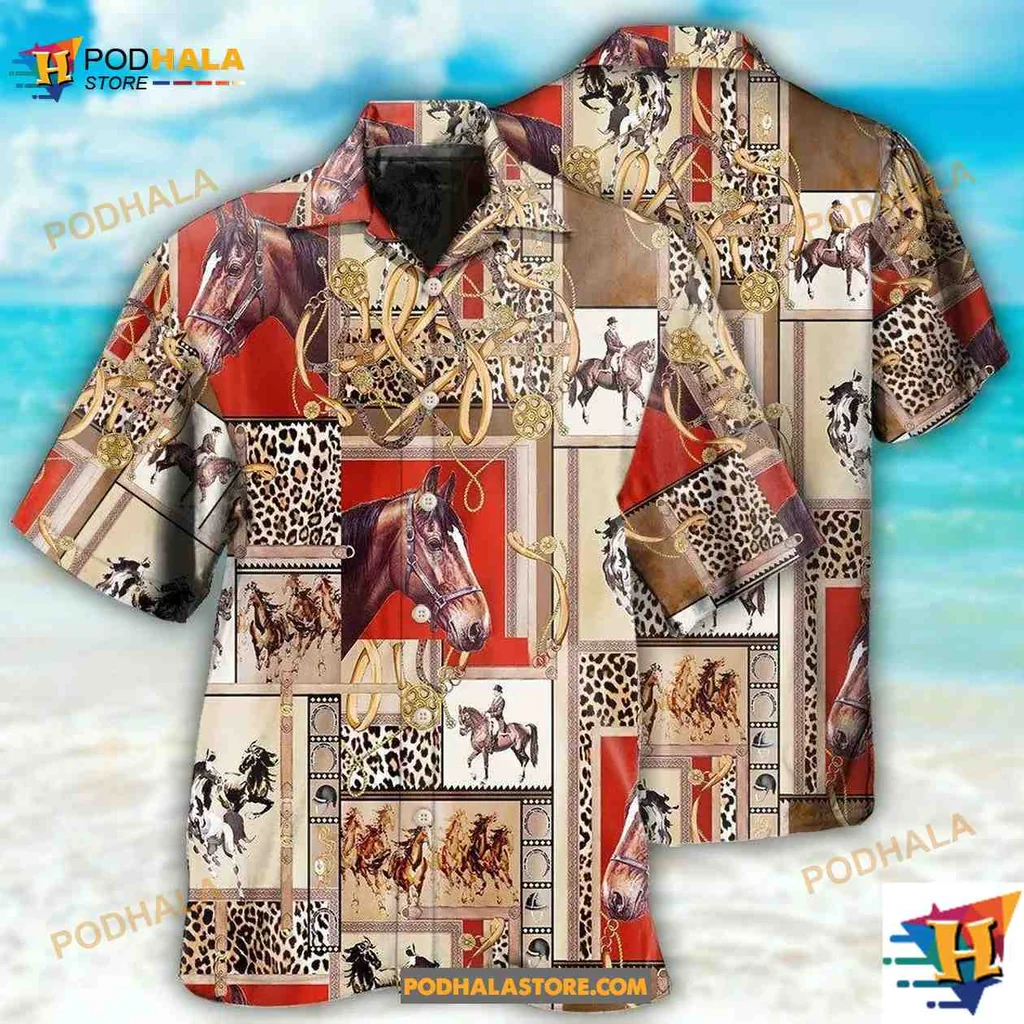 Vibrant Horse Lovers Hawaiian Shirt With Bold Horse Illustrations