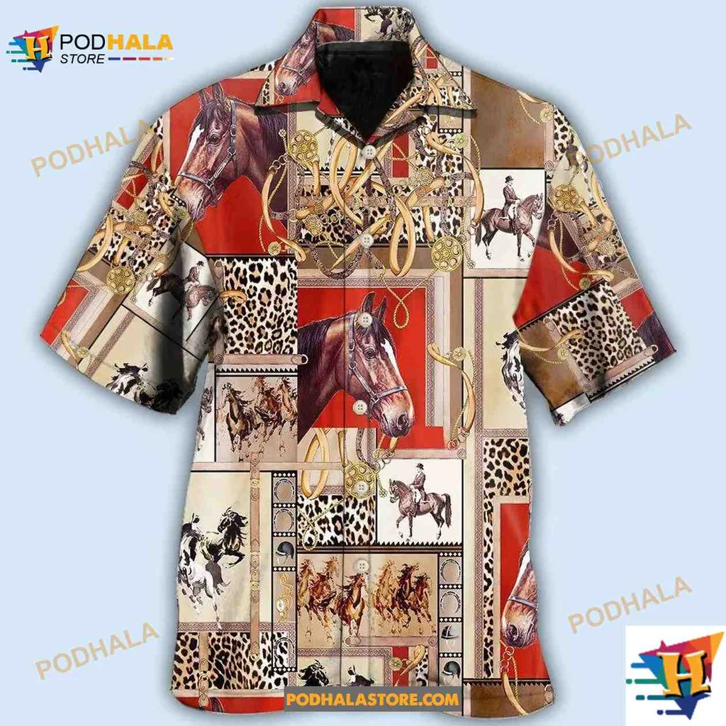 Vibrant Horse Lovers Aloha Shirt With Bold Horse Illustrations Vibrant Horse Lovers Aloha Shirt With Bold Horse Illustrations