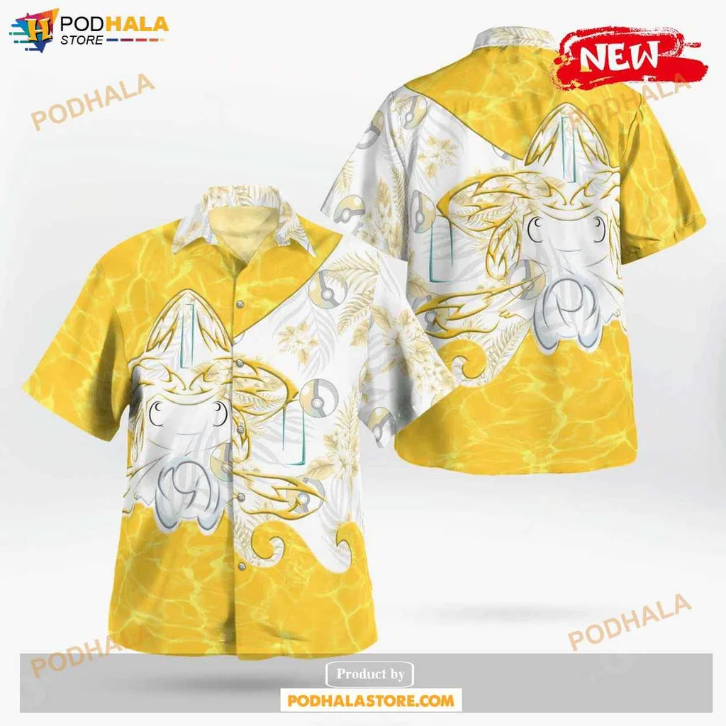 Vibrant Jirachi Aloha Shirt, Tropical Cartoon Design For Summer Fun