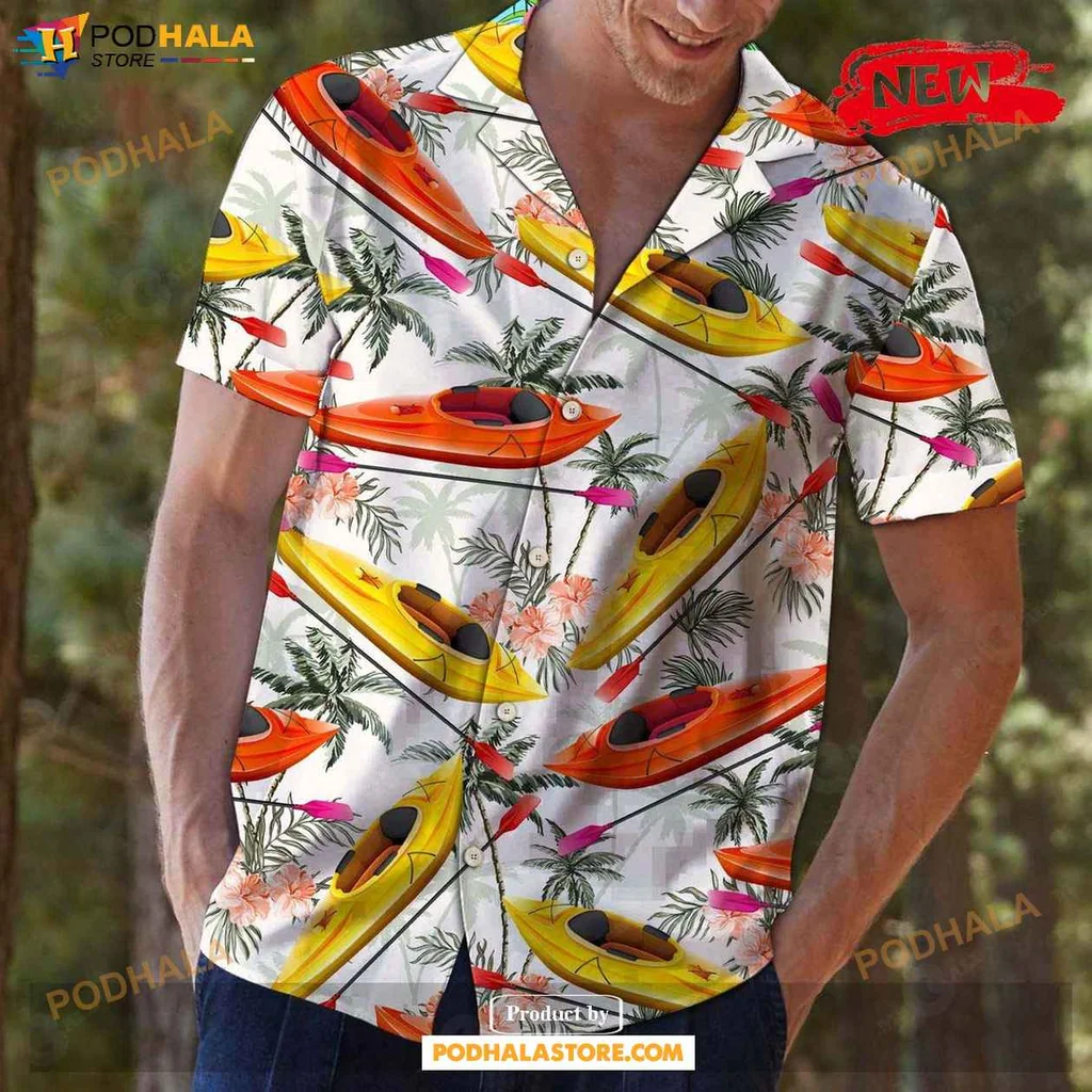 Vibrant Kayak Aloha Shirt, Tropical Casual Shirt For Men And Women