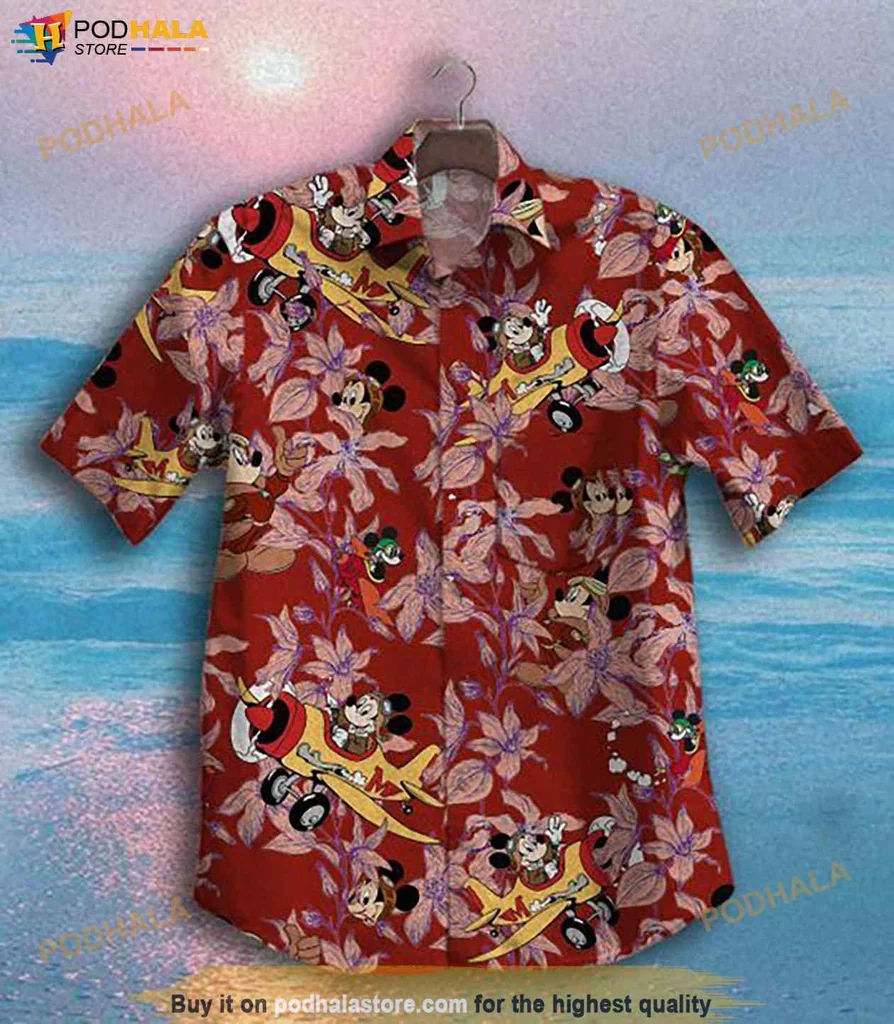Vibrant Mickey Mouse Hawaiian Shirt, Colorful Tropical Design For Men