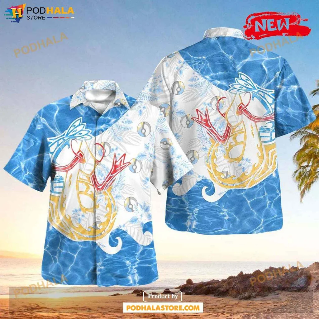 Vibrant Milotic Aloha Shirt, Tropical Design For Beach Lovers And Pokémon Fans