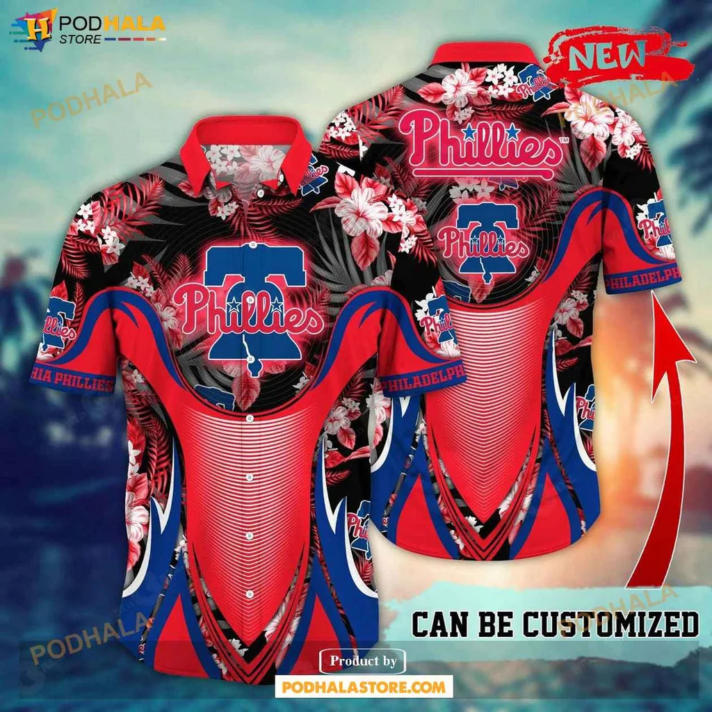 Vibrant Phillies Aloha Shirt, Floral Summer Baseball Shirt For Fans