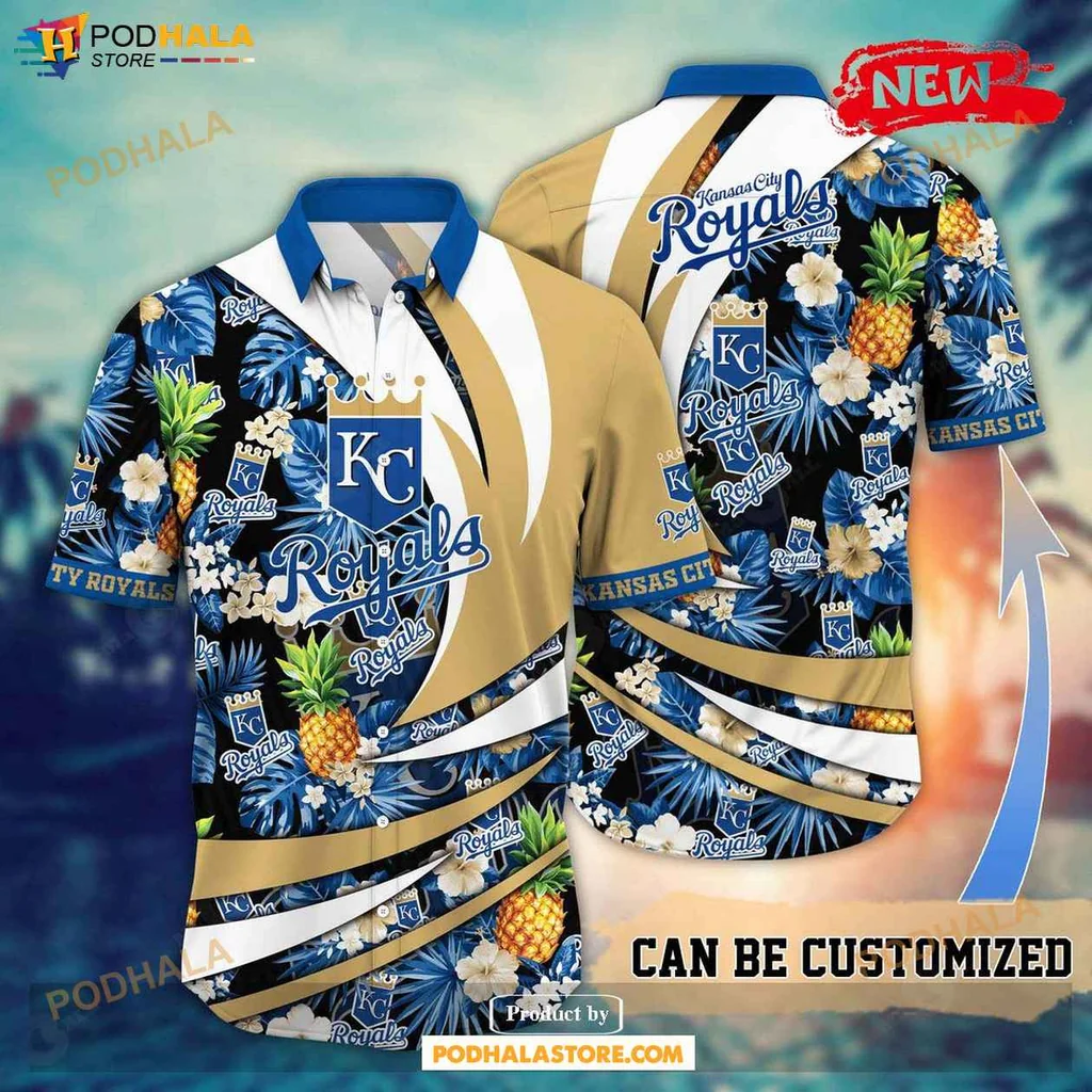 Vibrant Royals Aloha Shirt, Kansas City Royals Summer Floral Pineapple Shirt