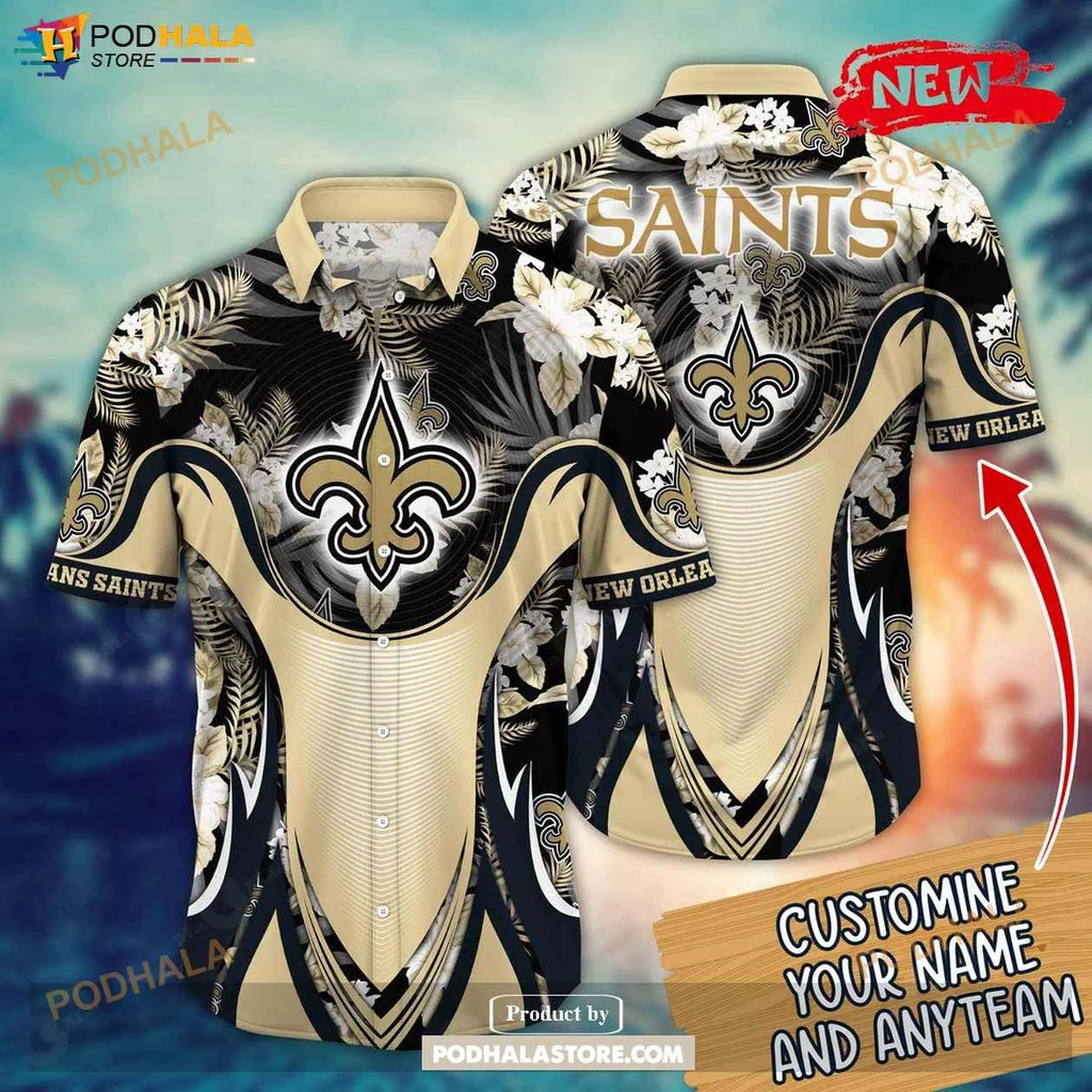 Vibrant Saints Aloha Shirt, Personalized Summer Football Shirt With Floral Design