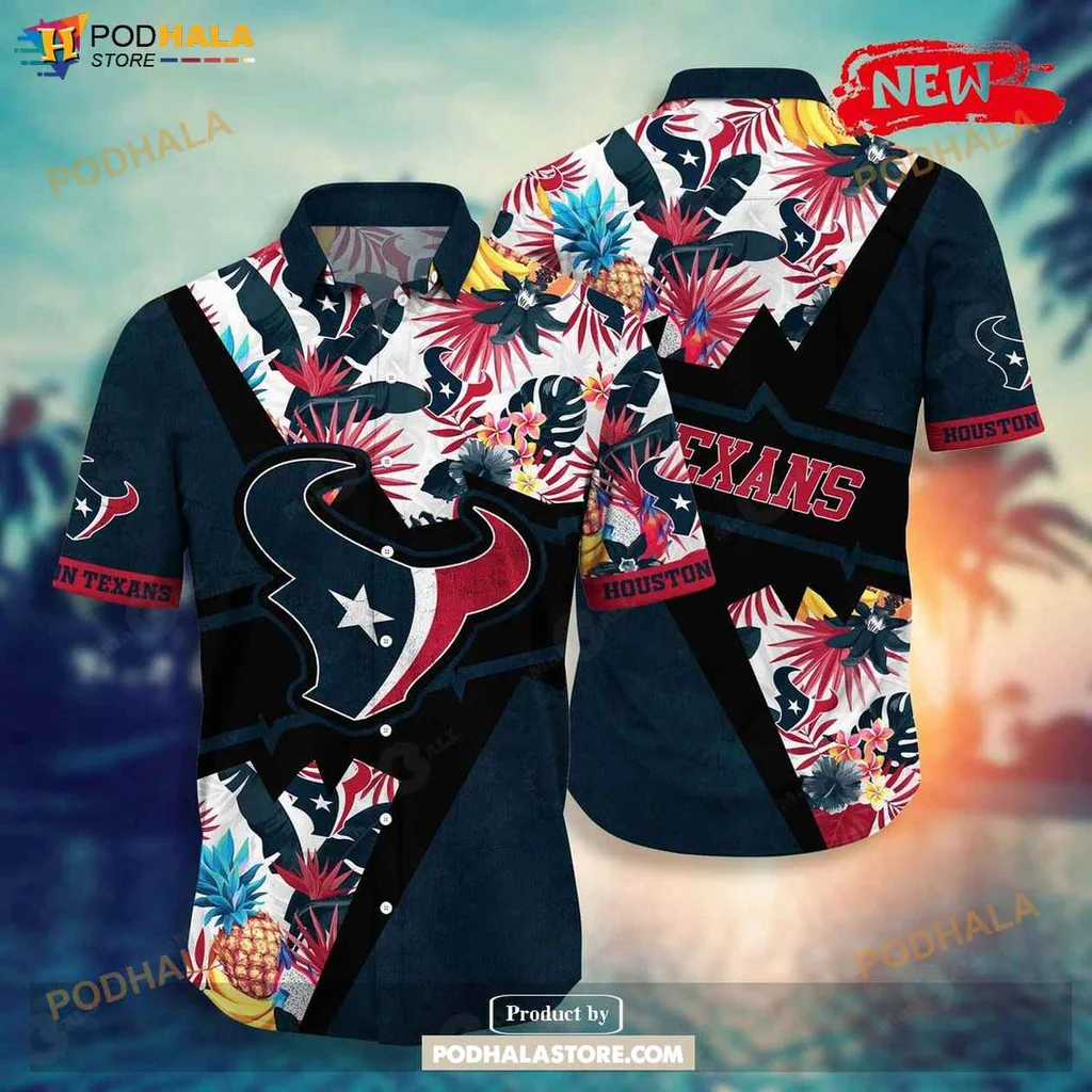 Vibrant Texans Aloha Shirt, Personalized Summer Football Shirt With Floral Design