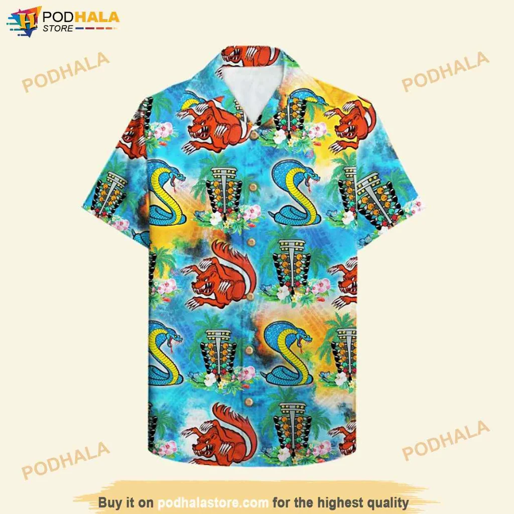 Vibrant Tiger Snake Hawaiian Shirt, Colorful Tropical Button Up For Summer Fun