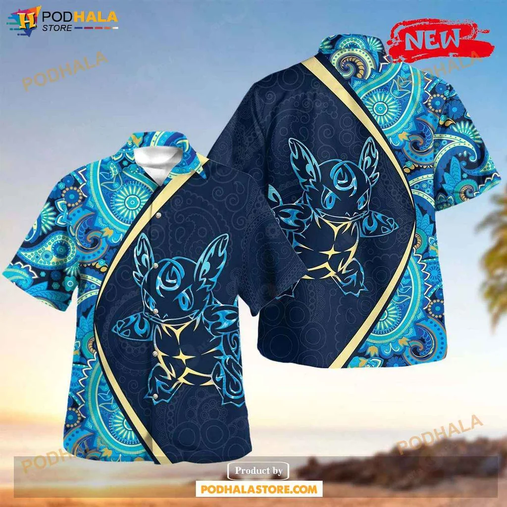 Vibrant Wartortle Aloha Shirt, Tropical Paisley Design For Men And Women