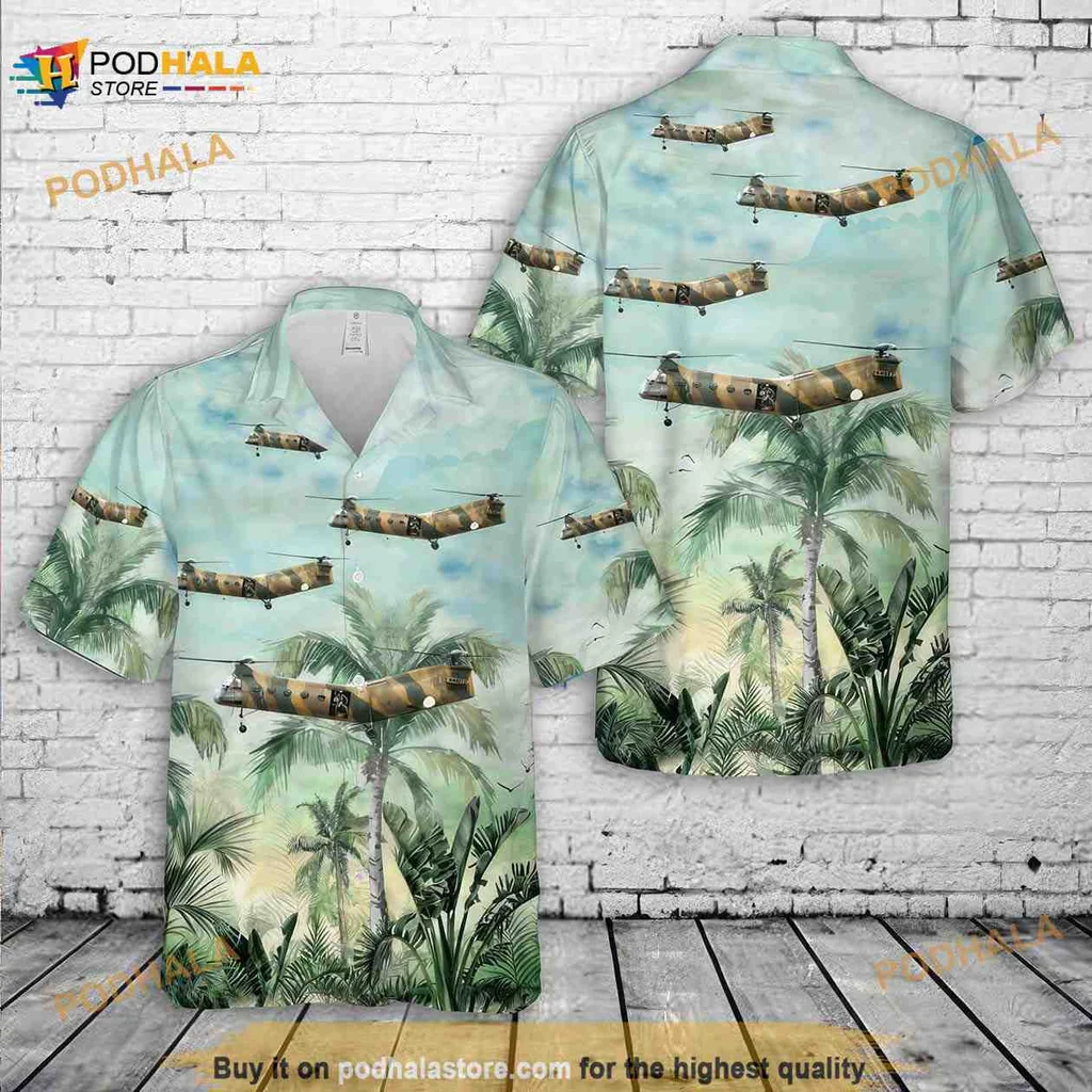 Vietnam War Helicopter Hawaiian Shirt With H 21c Shawnee Design