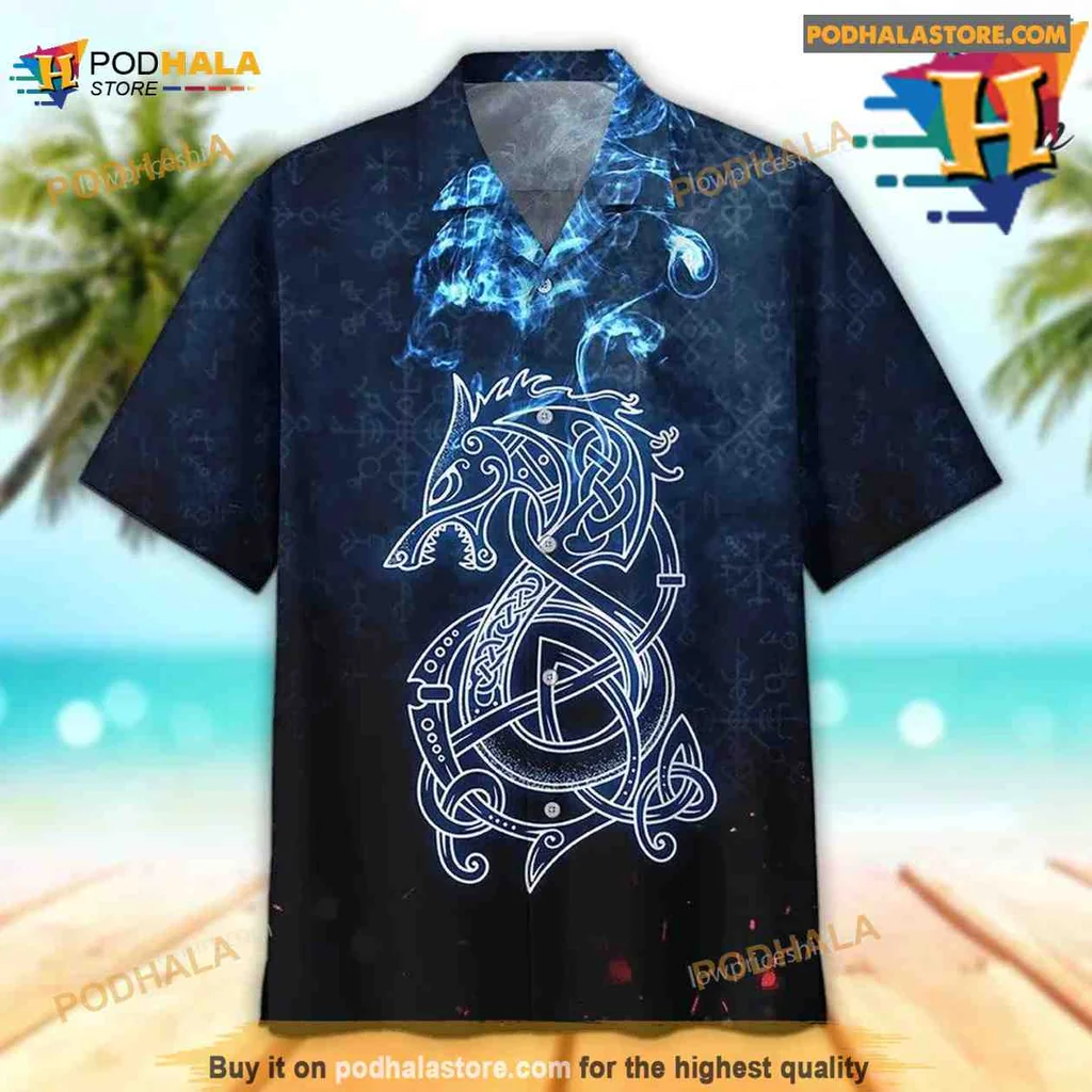 Viking Dragon Aloha Shirt With Intricate Celtic Knotwork Design Viking Dragon Aloha Shirt With Intricate Celtic Knotwork Design