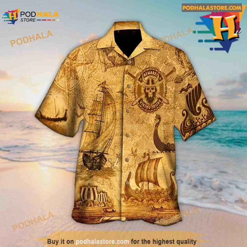 Viking Longship Aloha Shirt With Nautical Adventure Design