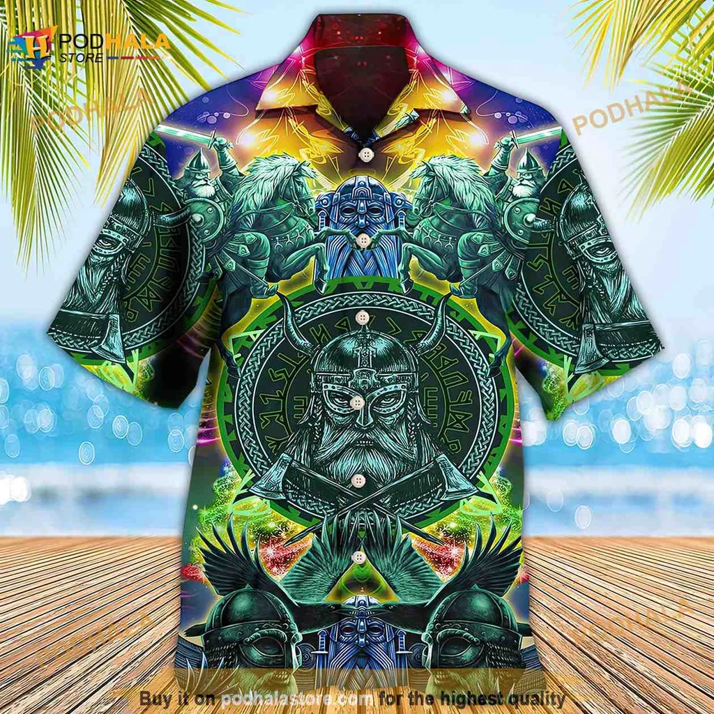 Viking Mythology Tropical Hawaiian Shirt With Bold Norse Design