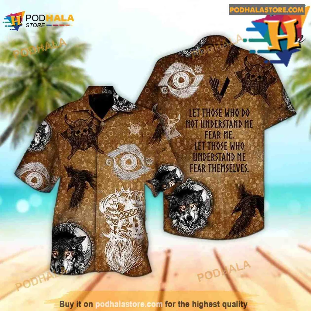 Viking Raven Skull Hawaiian Shirt, Norse Mythology Design