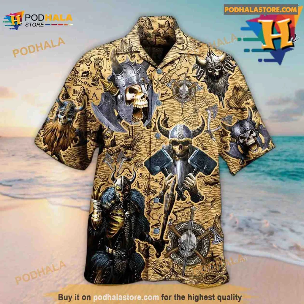 Viking Warrior Aloha Shirt Featuring Fierce Norse Designs