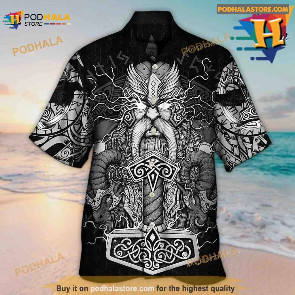 Viking Warrior Thor Aloha Shirt With Bold Graphic Design