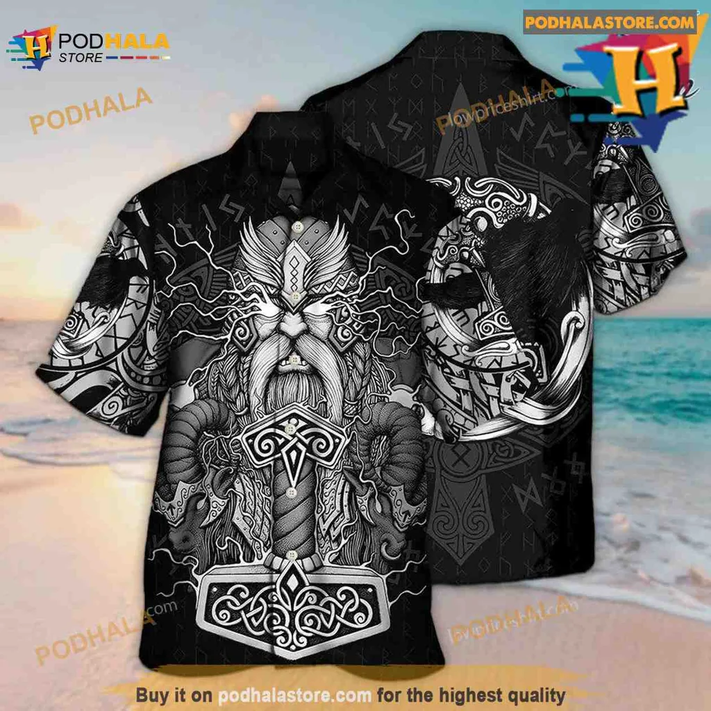 Viking Warrior Thor Tropical Shirt With Bold Graphic Design Viking Warrior Thor Tropical Shirt With Bold Graphic Design