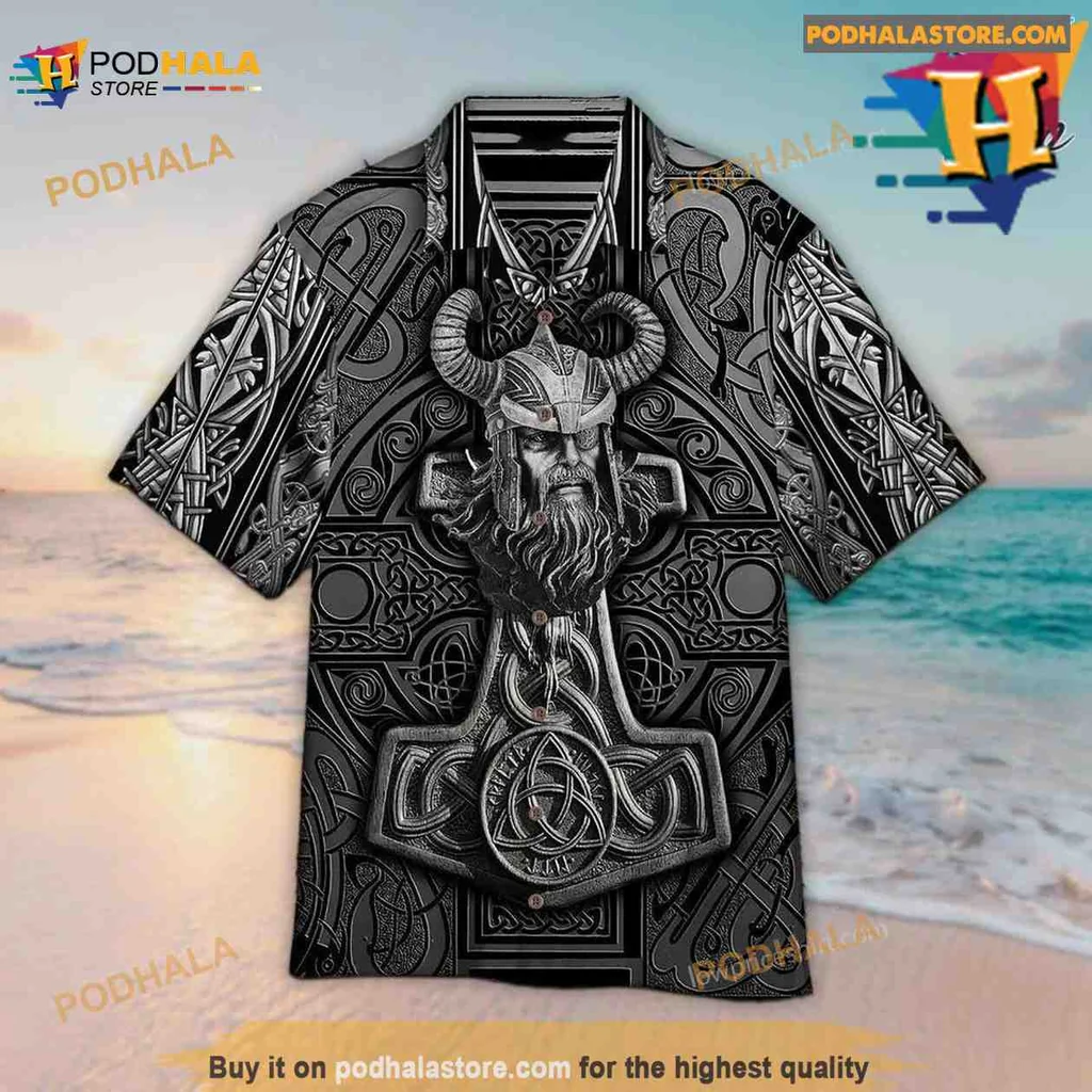 Viking Warrior Tropical Hawaiian Shirt With Norse Mythology Design
