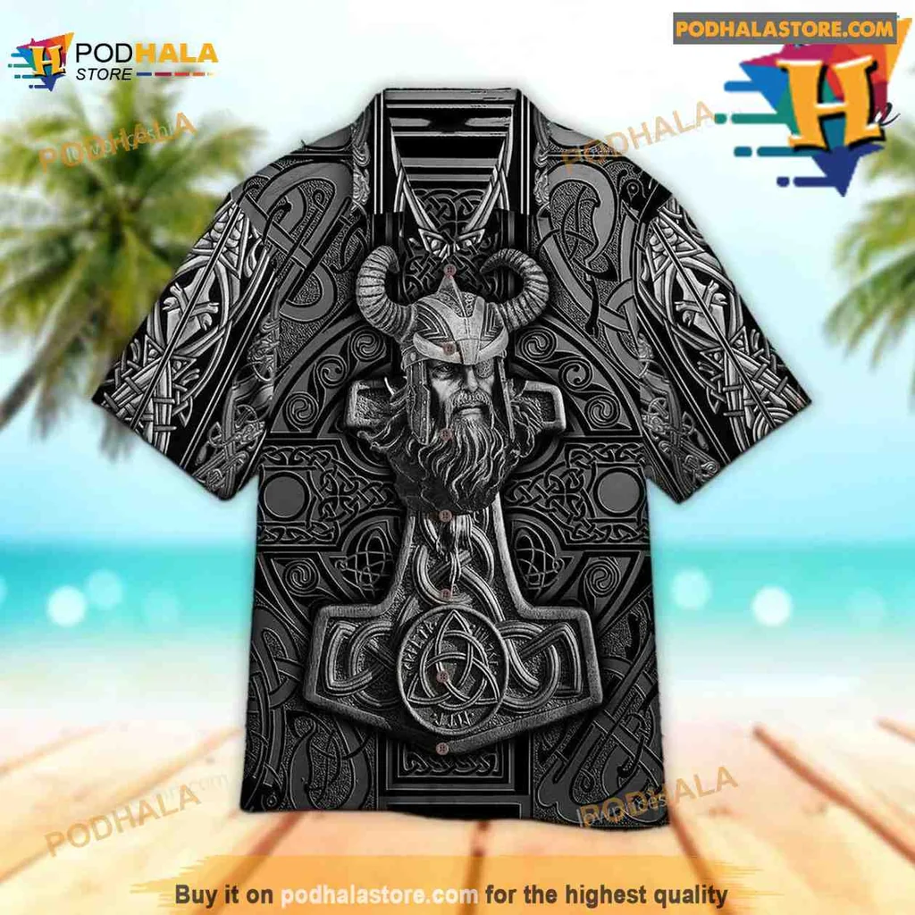 Viking Warrior Tropical Aloha Shirt With Norse Mythology Design Viking Warrior Tropical Aloha Shirt With Norse Mythology Design