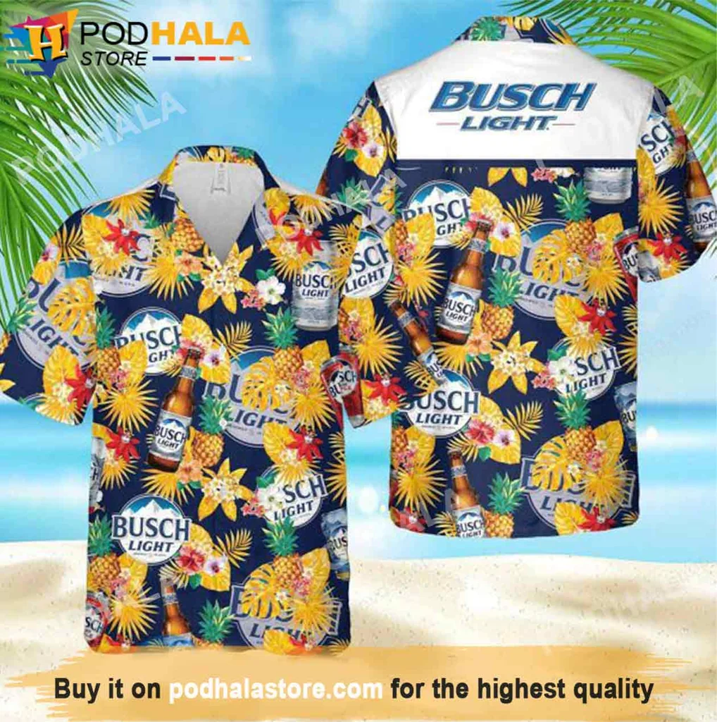 Vintage Beer Lover Hawaiian Shirt, Litmusbusch Yellow Light Design For Summer Fun