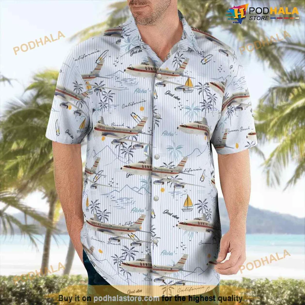 Vintage Boeing 707 Hawaiian Shirt Featuring Tropical Palm Trees