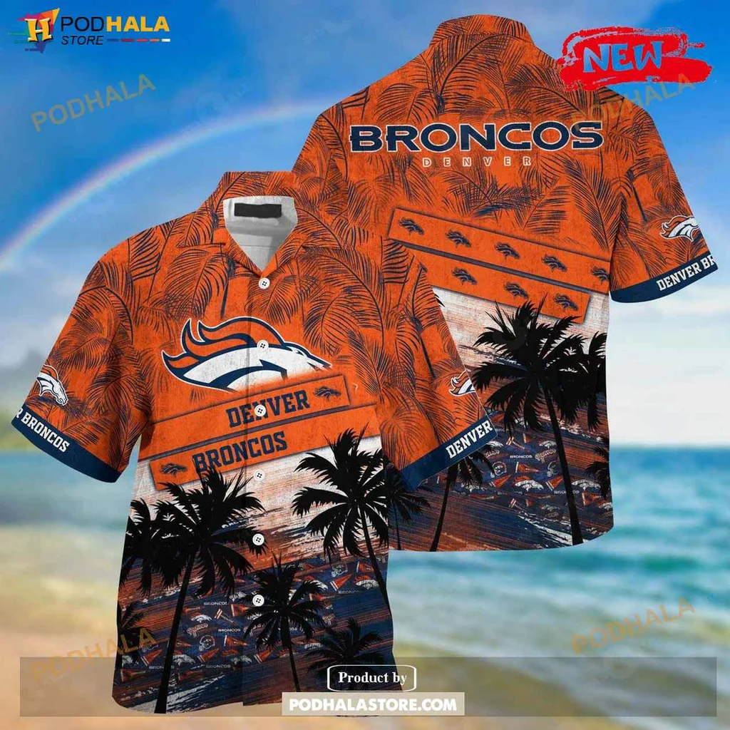 Vintage Broncos Aloha Shirt, Vibrant Palm Tree Design For Summer Outings