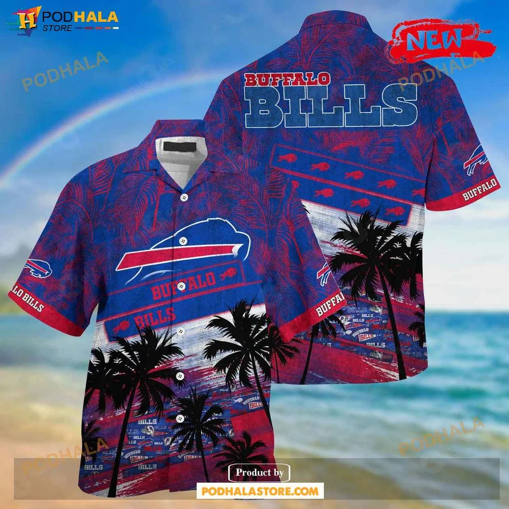 Vintage Buffalo Bills Aloha Shirt, Tropical Palm Tree Design Unisex Shirt