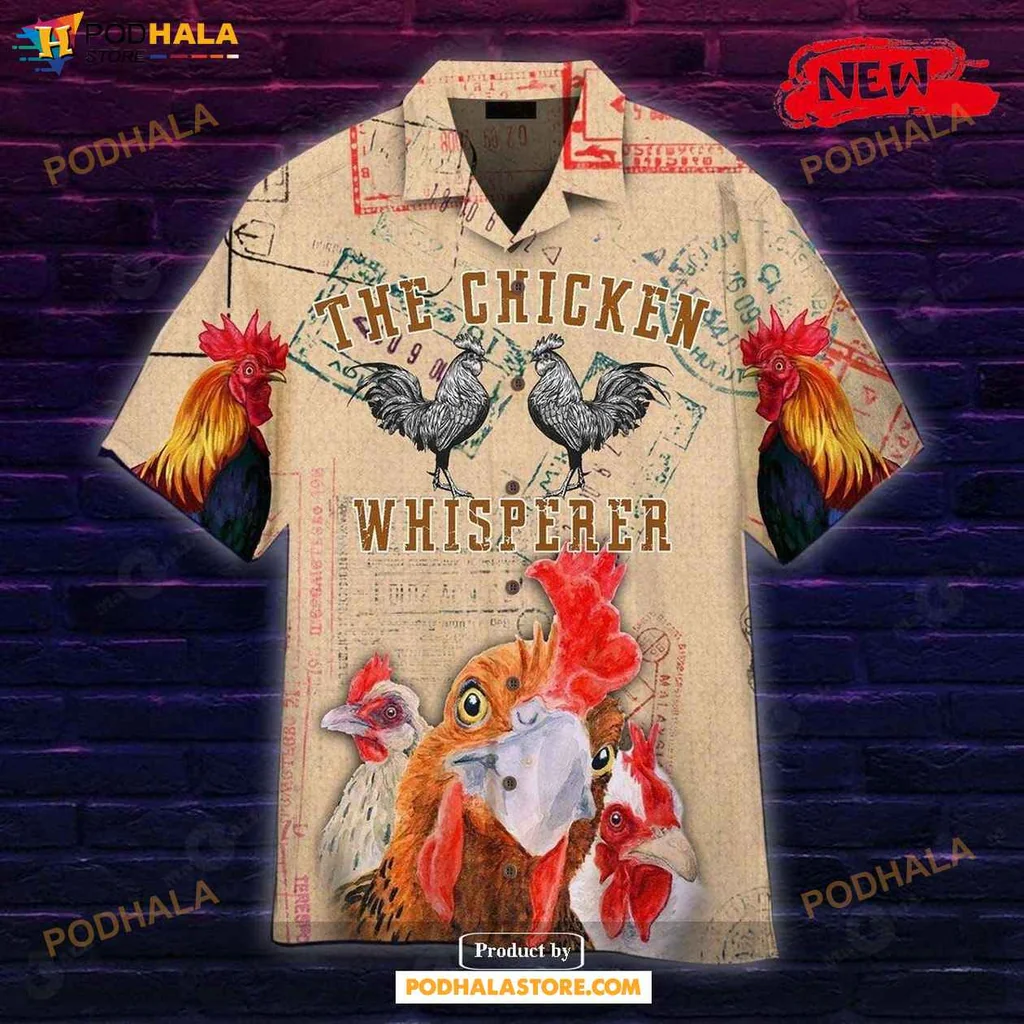 Vintage Chicken Whisperer Hawaiian Shirt, Vibrant Rooster And Hen Design For Summer Fun