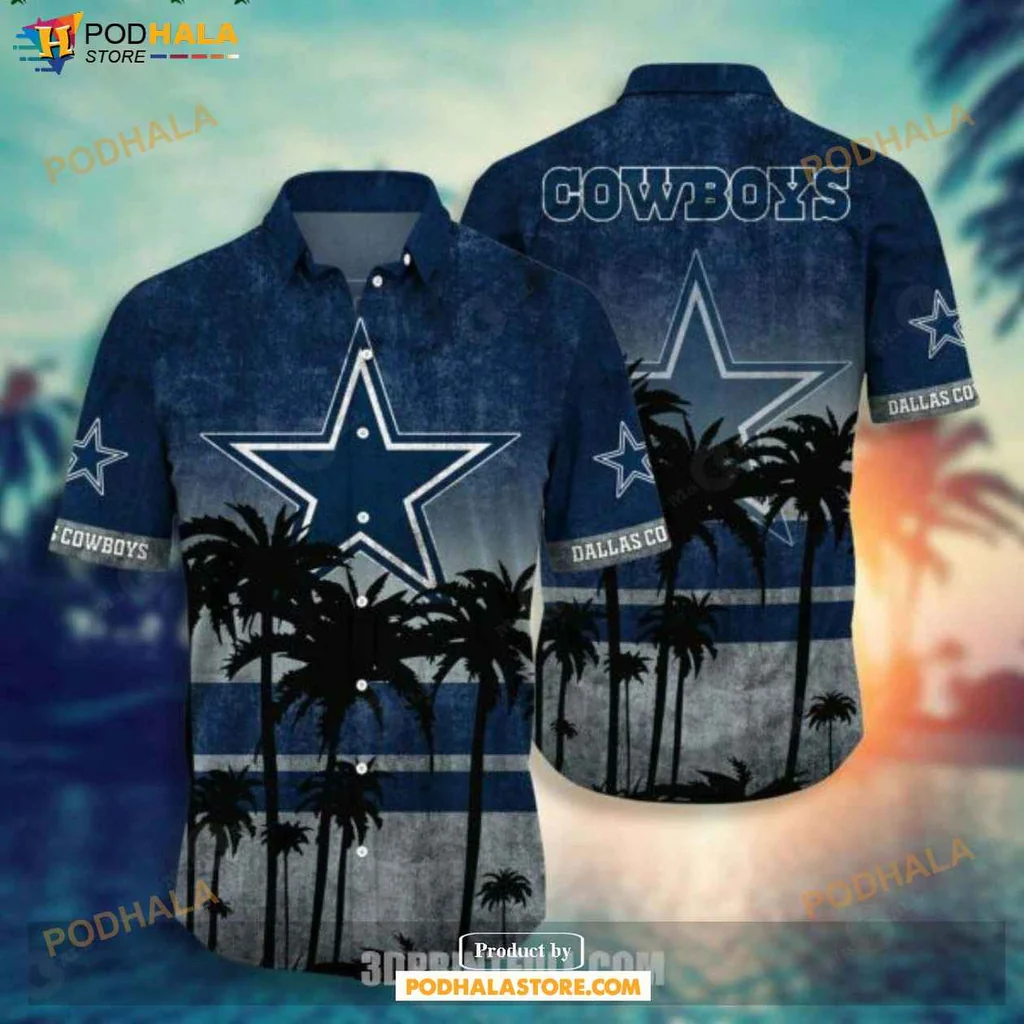 Vintage Dallas Cowboys Aloha Shirt, Trendy Summer Design With Palm Trees