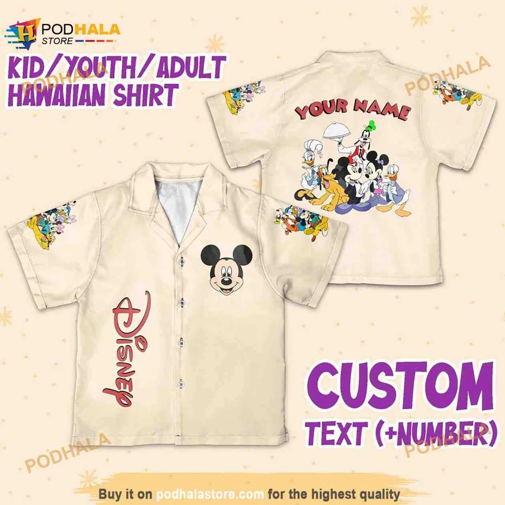 Vintage Disney Mickey Mouse Hawaiian Shirt Featuring Colorful Characters
