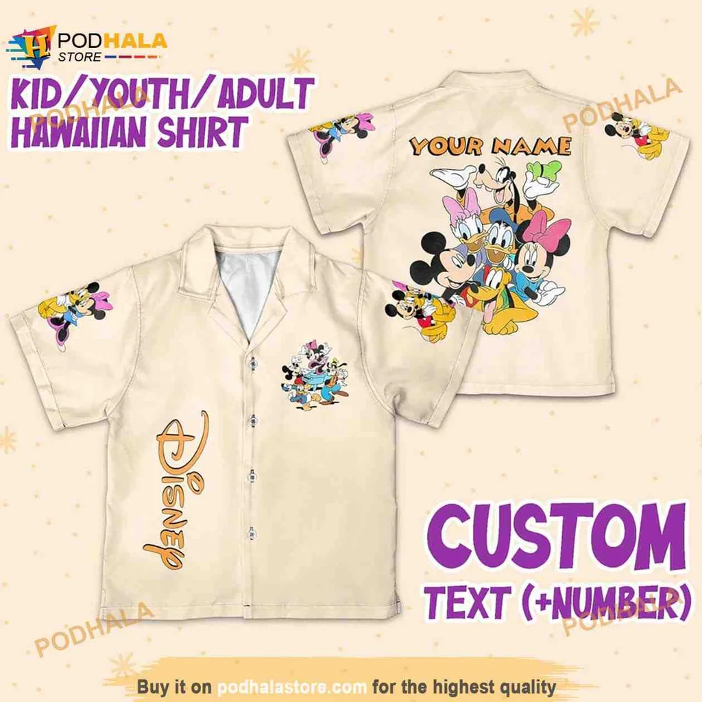 Vintage Disney Mickey Mouse Hawaiian Shirt With Colorful Characters
