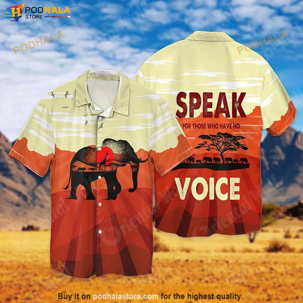 Vintage Elephant Conservation Hawaiian Shirt, Speak For Those Who Have No Voice