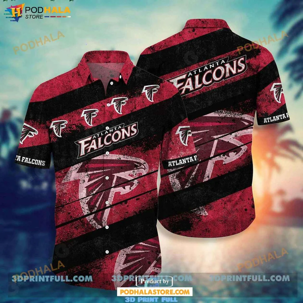 Vintage Falcons Fan Hawaiian Shirt, Bold Red And Black Design With Distressed Texture